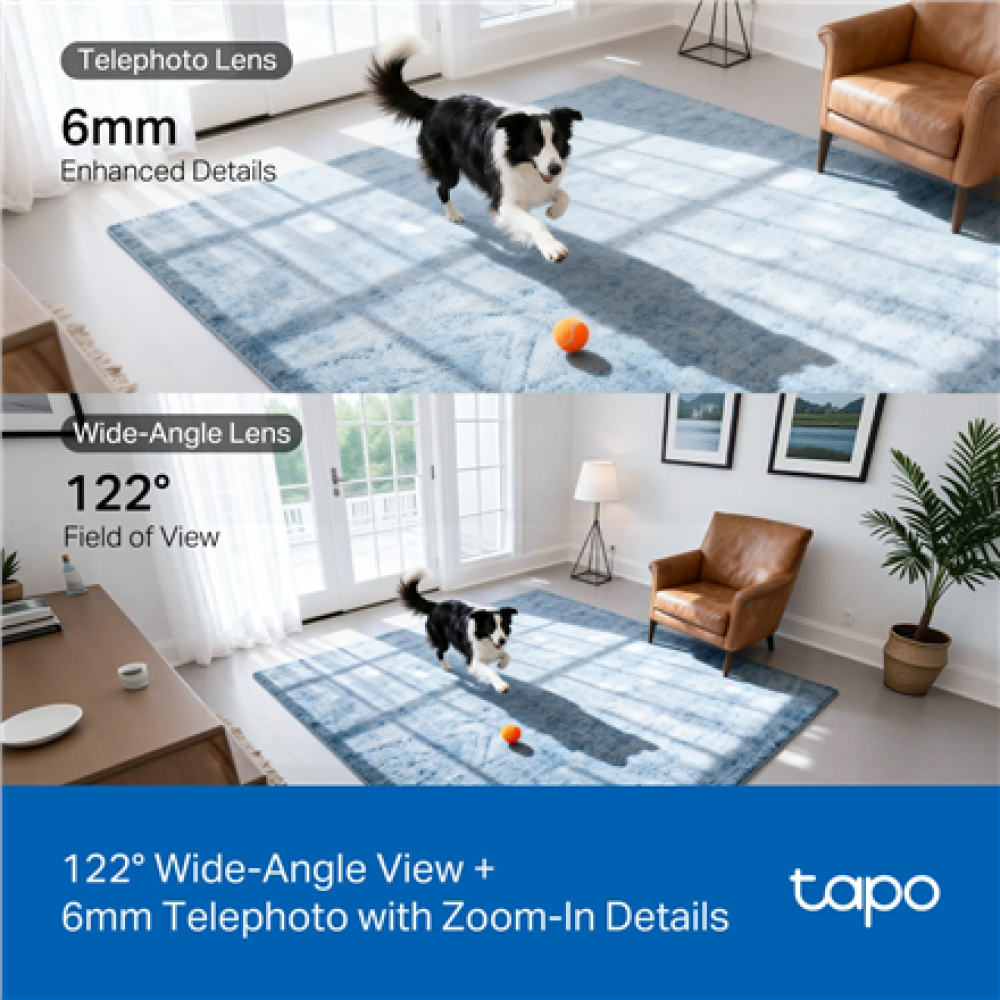 TP-LINK , Tapo C245D , Dual Lens Pan/Tilt Security Camera , Dome , 3 MP , 3.1mm/F1.6 , MicroSD Card up to 512 GB