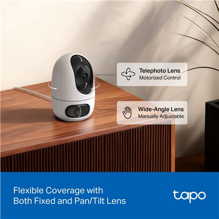 TP-LINK , Tapo C245D , Dual Lens Pan/Tilt Security Camera , Dome , 3 MP , 3.1mm/F1.6 , MicroSD Card up to 512 GB