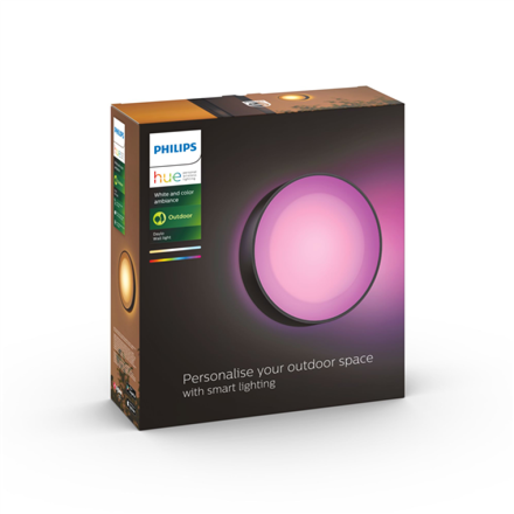 Philips Hue WCA Daylo Outdoor Wall Lantern, Black , 15 W , 2000-6500 Hue White Colour Ambiance