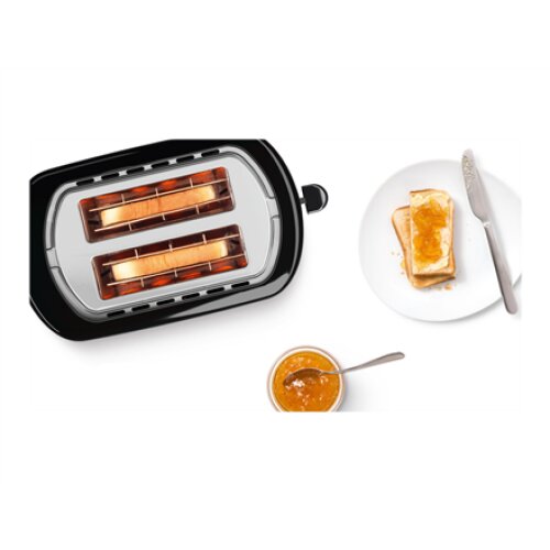 Bosch , Toaster , TAT7403 , Power 800 W , Number of slots 2 , Housing material Plastic , Black/Stainless steel