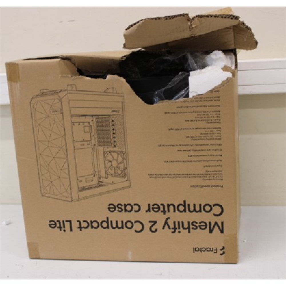 SALE OUT. Fractal Design Meshify 2 Compact Lite RGB Black TG Light , Fractal Design , Meshify 2 Compact Lite RGB , Side window , Black TG Light , Mid-Tower , DAMAGED PACKAGING, BENT SCREW AND PSU MOUNT PLACE , Power supply included No , ATX