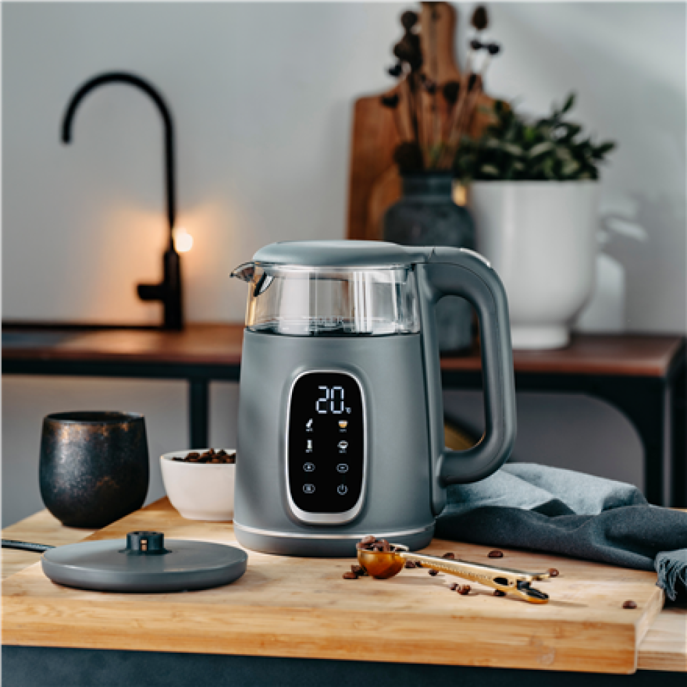 Adler Kettle with LED Display , AD 1305 , Electric , 2200 W , 1.7 L , Plastic , 360° rotational base , Grey