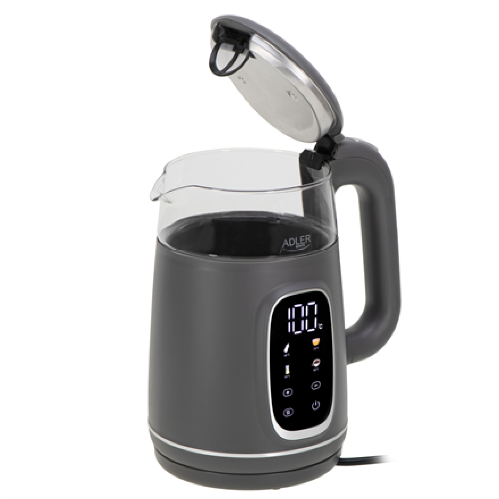 Adler Kettle with LED Display , AD 1305 , Electric , 2200 W , 1.7 L , Plastic , 360° rotational base , Grey