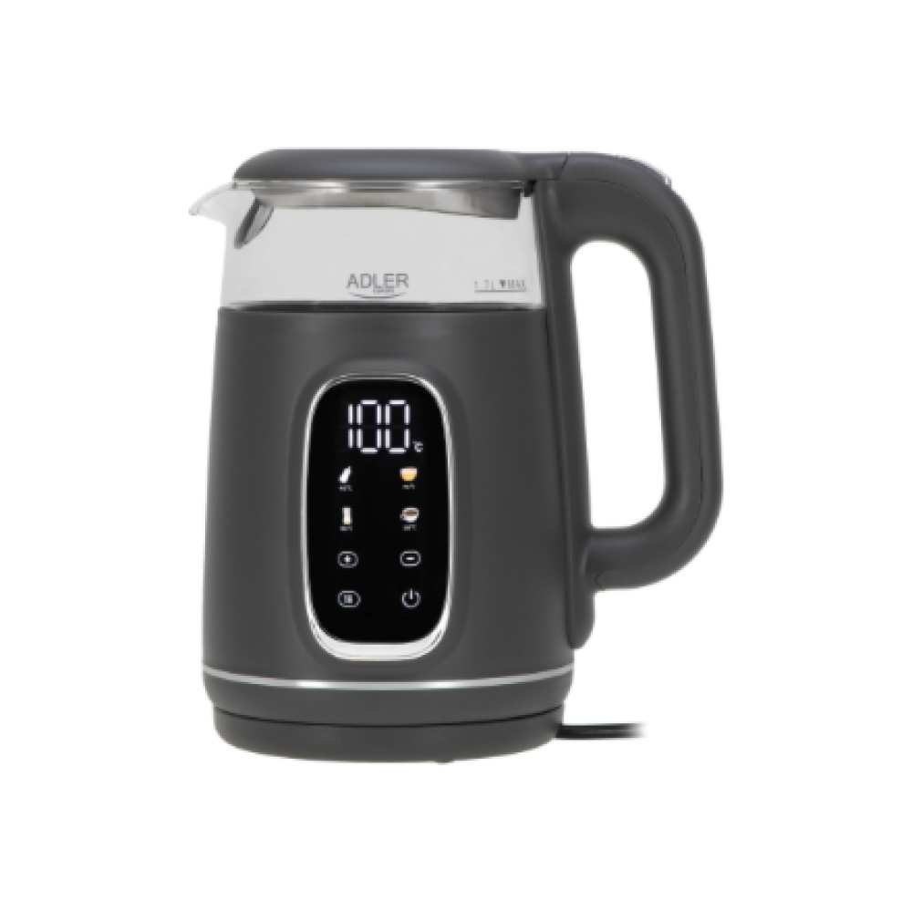 Adler Kettle with LED Display , AD 1305 , Electric , 2200 W , 1.7 L , Plastic , 360° rotational base , Grey