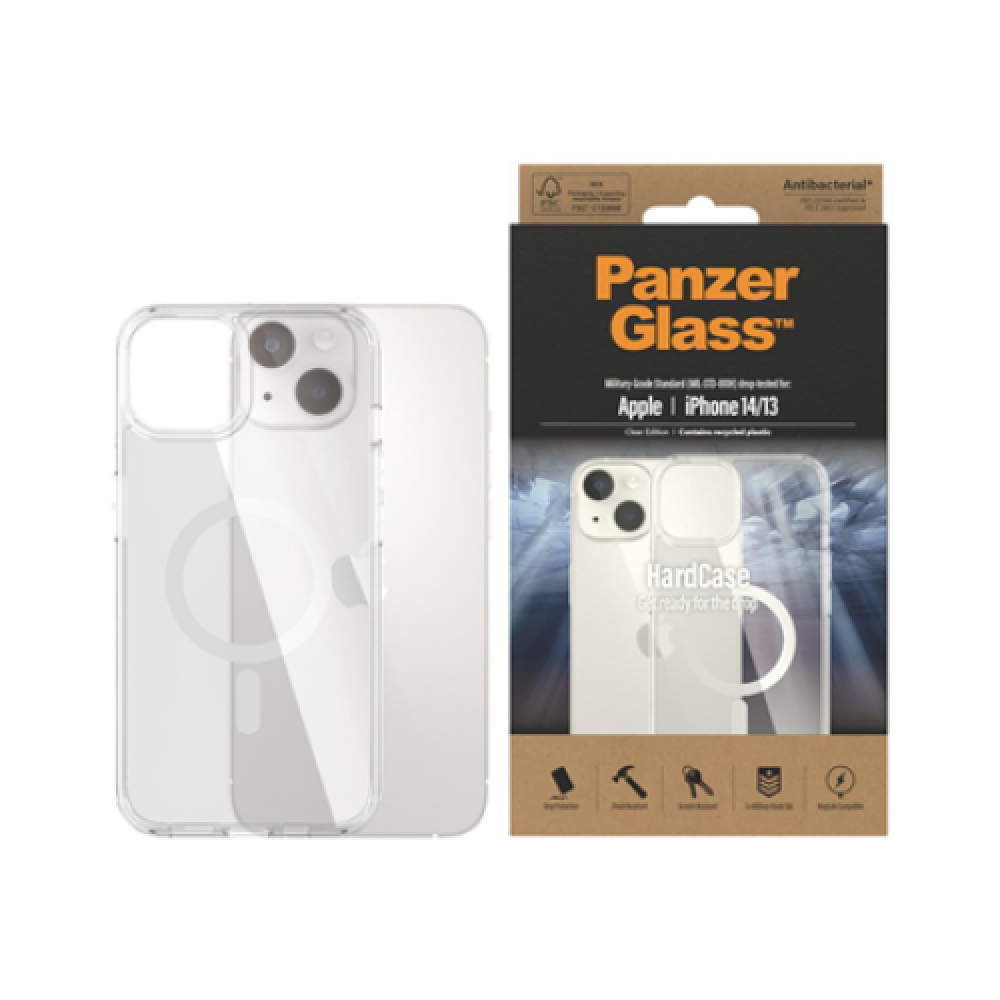 PanzerGlass , HardCase MagSafe Compatible , Back protection , Apple , iPhone 14/13 , 100% Recycled Polyurethane (TPU) , Clear , MagSafe compatible; Military Grade Standard; 100% recycled frame material