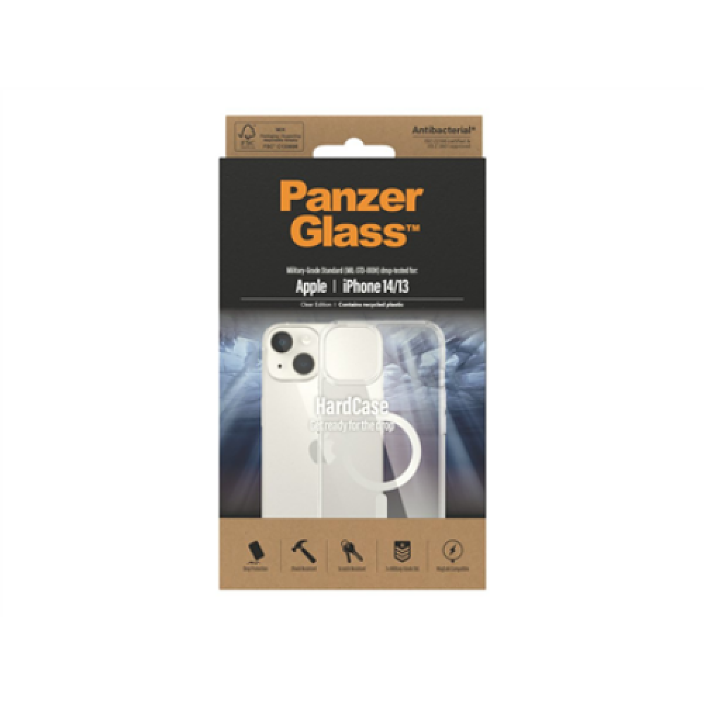 PanzerGlass , HardCase MagSafe Compatible , Back protection , Apple , iPhone 14/13 , 100% Recycled Polyurethane (TPU) , Clear , MagSafe compatible; Military Grade Standard; 100% recycled frame material