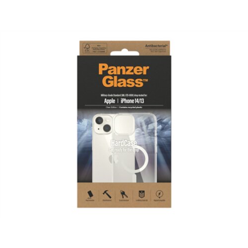 PanzerGlass , HardCase MagSafe Compatible , Back protection , Apple , iPhone 14/13 , 100% Recycled Polyurethane (TPU) , Clear , MagSafe compatible; Military Grade Standard; 100% recycled frame material