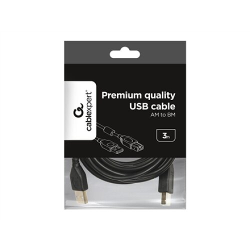 USB 2.0 A-plug B-plug 3 m (10 ft) cable with ferrite core , Cablexpert