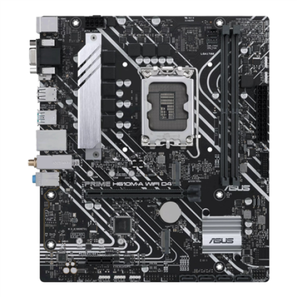 Asus , PRIME H610M-A WIFI D4 , Processor family Intel , Processor socket LGA1700 , DDR4 DIMM , Memory slots 2 , Supported hard disk drive interfaces SATA, M.2 , Number of SATA connectors 4 , Chipset Intel H610 , mATX