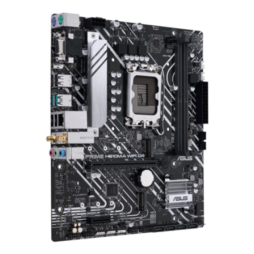 Asus , PRIME H610M-A WIFI D4 , Processor family Intel , Processor socket LGA1700 , DDR4 DIMM , Memory slots 2 , Supported hard disk drive interfaces SATA, M.2 , Number of SATA connectors 4 , Chipset Intel H610 , mATX