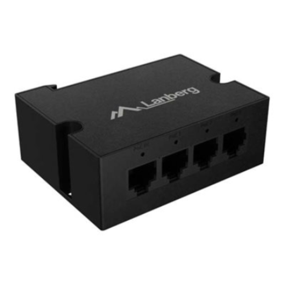 Lanberg , Switch PoE Extender 1xIn 3xOut Gigabit Ethernet Din Rail BT 90W metal clips , DIN-GE4-BT-90W