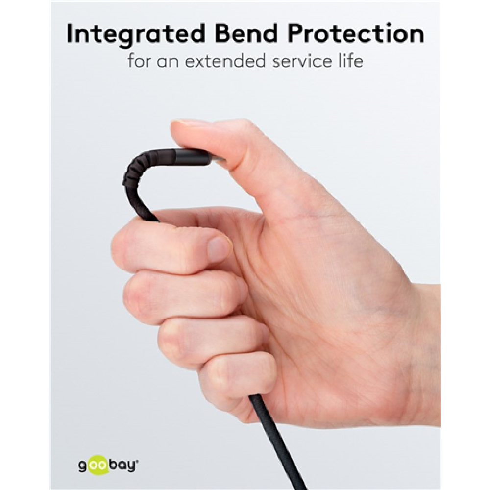 74526 Goobay USB-C to USB-A Supersoft Textile Cable with Metal Plugs , 74526 , USB-C to USB-A