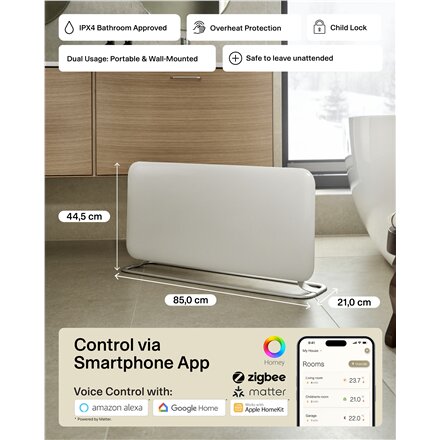 Mill WiFi Panel Heater , PA1500WIFI4A , Panel Heater , 1500 W , Suitable for rooms up to 18-22 m² , White , IPX4