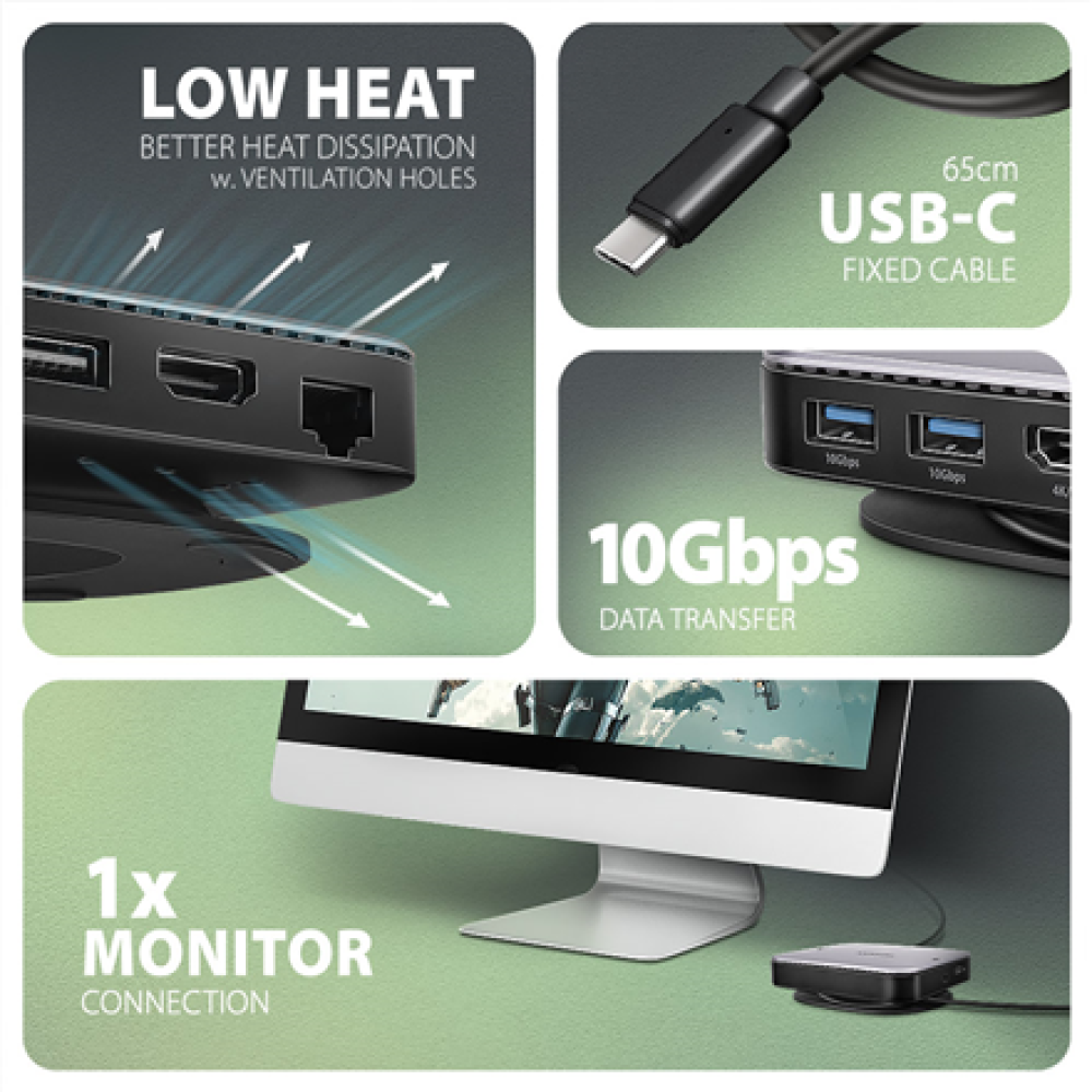 AXAGON USB-C 10Gbps UFO 9in1 Hub , HMC-UFO