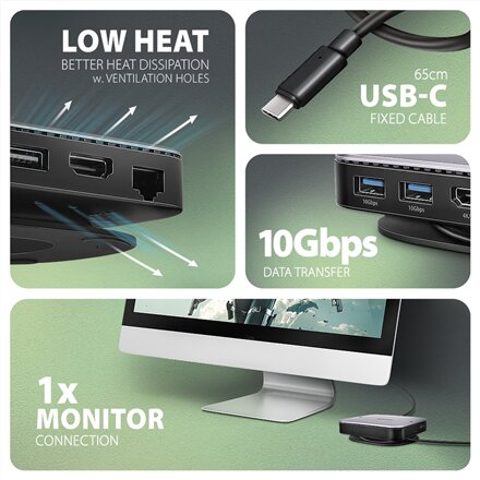 AXAGON USB-C 10Gbps UFO 9in1 Hub , HMC-UFO