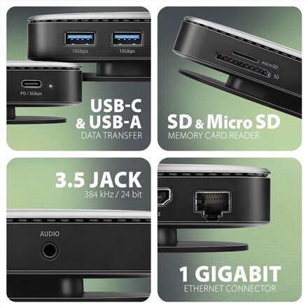 AXAGON USB-C 10Gbps UFO 9in1 Hub , HMC-UFO