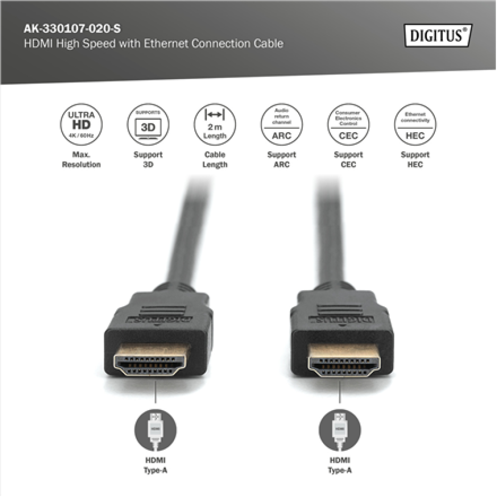 Digitus Connection Cable , HDMI to HDMI , 2 m