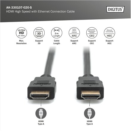 Digitus Connection Cable , HDMI to HDMI , 2 m