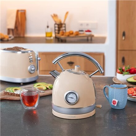 Cecotec Kettle , ThermoSense 420 Vintage , 2200 W , Electric , 1.8 L , Stainless steel , 360° rotational base , Light Beige
