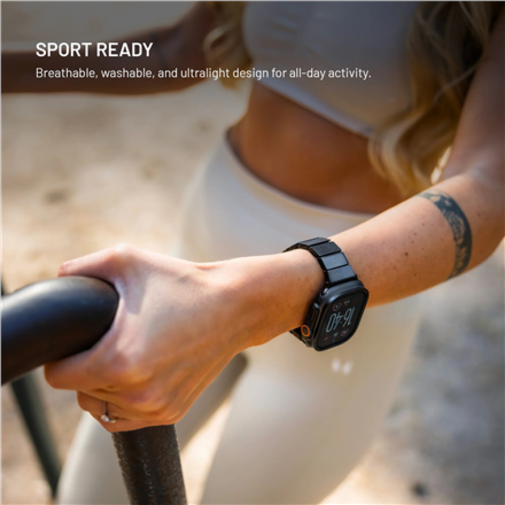 Fixed , Resin Strap for Apple Watch 44/45/46/49mm , Carbon Black , Epoxy resin