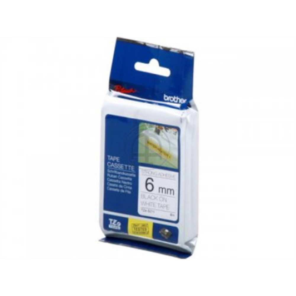 Brother , TZe-S211 Strong Adhesive Laminated Tape , Black on White , TZe , 8 m , 6 cm