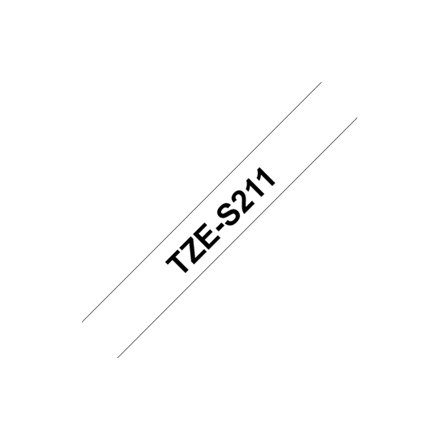 Brother , TZe-S211 Strong Adhesive Laminated Tape , Black on White , TZe , 8 m , 6 cm