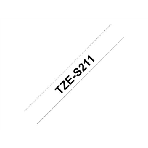 Brother , TZe-S211 Strong Adhesive Laminated Tape , Black on White , TZe , 8 m , 6 cm