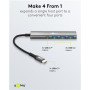 Goobay Slim 4-Port USB Hub, USB-C to USB-C/USB-A, 5 Gbit/s , 76562