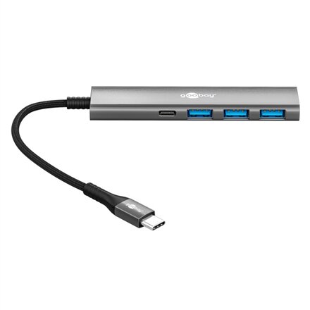 Goobay Slim 4-Port USB Hub, USB-C to USB-C/USB-A, 5 Gbit/s , 76562