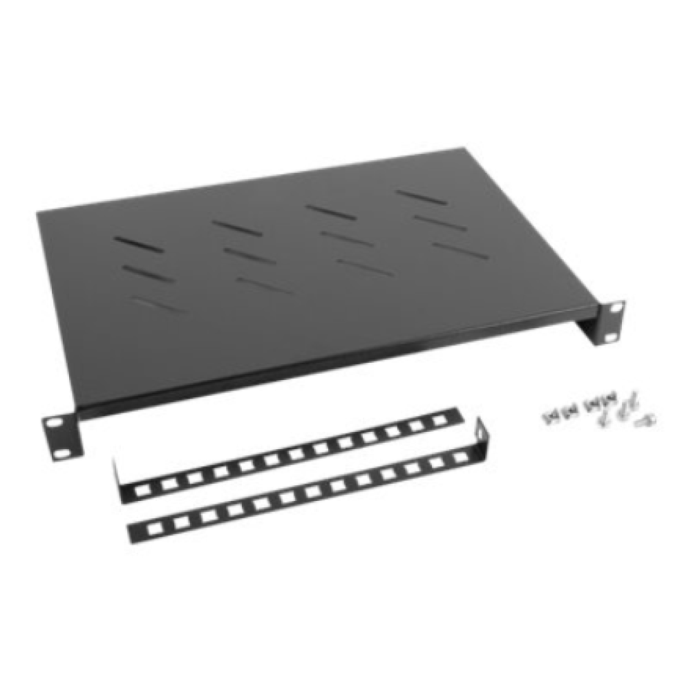 Lanberg 19 fixed shelf 1U/483x300mm, max load capacity up to 25kg , AK-1004-B , Black