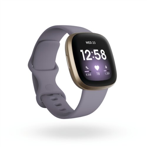 Fitbit Versa 3 Smart watches, GPS (satellite), Amoled, Heart rate monitor, Waterproof, Bluetooth, Soft Gold/Thistle