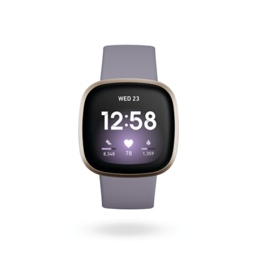Fitbit Versa 3 Smart watches, GPS (satellite), Amoled, Heart rate monitor, Waterproof, Bluetooth, Soft Gold/Thistle
