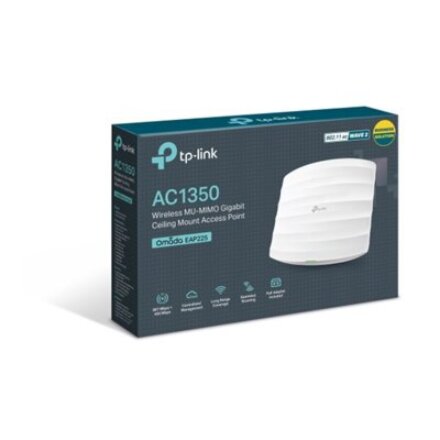 TP-LINK , Access Point , EAP225 , 802.11ac , 2.4GHz/5GHz , 450+867 Mbit/s , 10/100/1000 Mbit/s , Ethernet LAN (RJ-45) ports 1 , MU-MiMO Yes , PoE in , Antenna type 5xInternal
