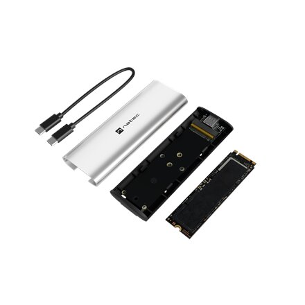 Natec , Rhino M.2 NVME Lite USB-C External, Gen 2 Steel Arctic Silver , Solid-state drive interface NVMe