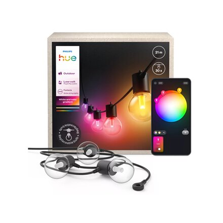 Philips Hue Festavia Globe Outdoor Fairy Lights, 21 m , 30 W