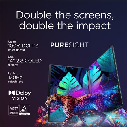 Lenovo Yoga Book 9 14IAH10 , Tidal Teal , 2x14 , OLED , Touchscreen , 2.8K WQXGA+ , 2880 x 1800 pixels , Glossy , Intel Core Ultra 7 , 255H , 32 GB , Soldered LPDDR5x , Solid-state drive capacity 1000 GB , Intel Arc Graphics , Windows 11 Pro , 802.11be , 