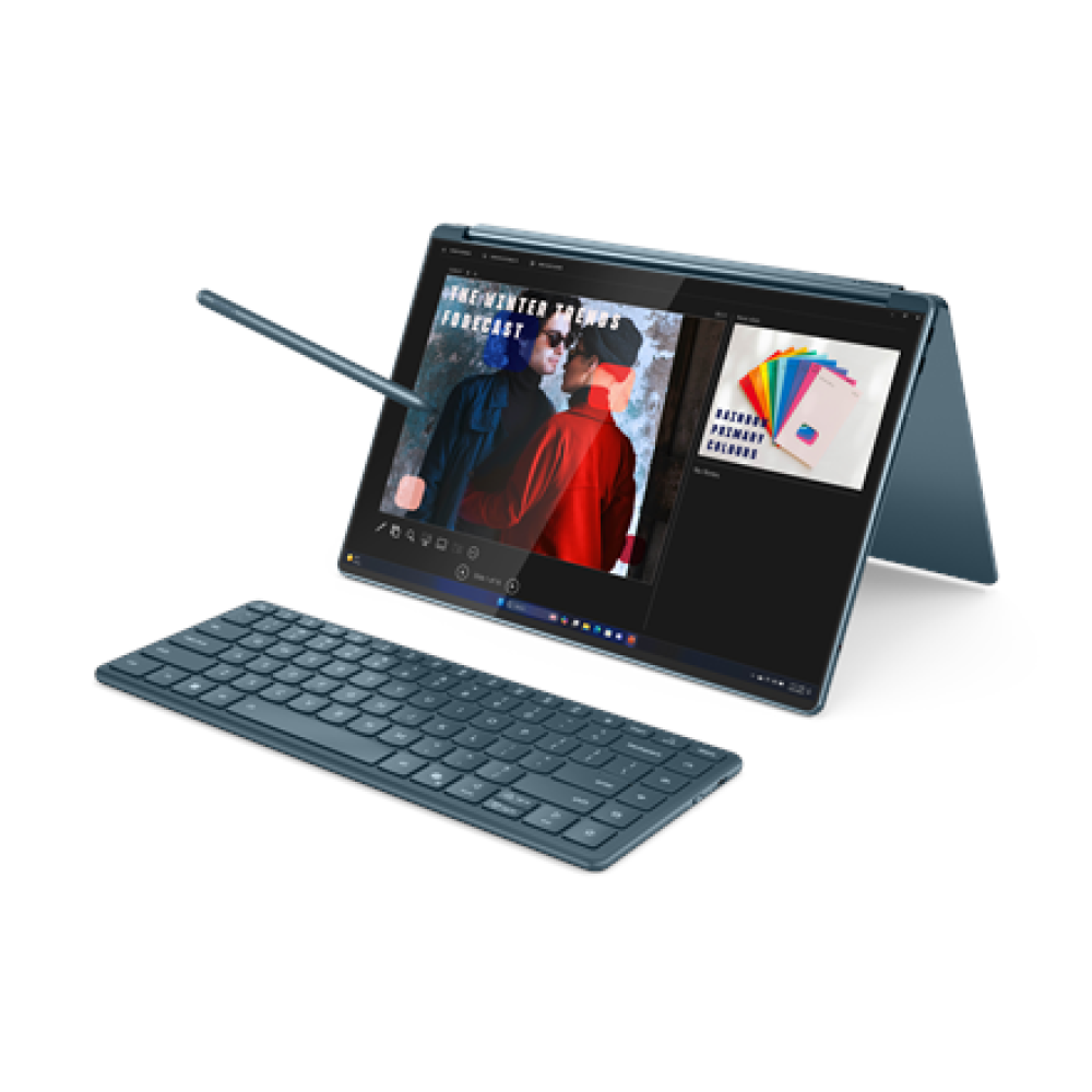 Lenovo Yoga Book 9 14IAH10 , Tidal Teal , 2x14 , OLED , Touchscreen , 2.8K WQXGA+ , 2880 x 1800 pixels , Glossy , Intel Core Ultra 7 , 255H , 32 GB , Soldered LPDDR5x , Solid-state drive capacity 1000 GB , Intel Arc Graphics , Windows 11 Pro , 802.11be , 