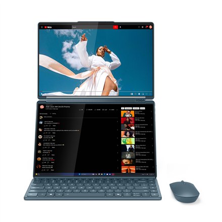 Lenovo Yoga Book 9 14IAH10 , Tidal Teal , 2x14 , OLED , Touchscreen , 2.8K WQXGA+ , 2880 x 1800 pixels , Glossy , Intel Core Ultra 7 , 255H , 32 GB , Soldered LPDDR5x , Solid-state drive capacity 1000 GB , Intel Arc Graphics , Windows 11 Pro , 802.11be , 