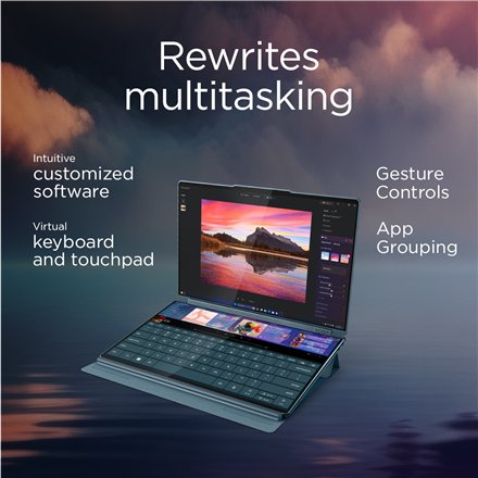 Lenovo Yoga Book 9 14IAH10 , Tidal Teal , 2x14 , OLED , Touchscreen , 2.8K WQXGA+ , 2880 x 1800 pixels , Glossy , Intel Core Ultra 7 , 255H , 32 GB , Soldered LPDDR5x , Solid-state drive capacity 1000 GB , Intel Arc Graphics , Windows 11 Pro , 802.11be , 