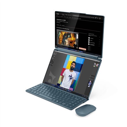 Lenovo Yoga Book 9 14IAH10 , Tidal Teal , 2x14 , OLED , Touchscreen , 2.8K WQXGA+ , 2880 x 1800 pixels , Glossy , Intel Core Ultra 7 , 255H , 32 GB , Soldered LPDDR5x , Solid-state drive capacity 1000 GB , Intel Arc Graphics , Windows 11 Pro , 802.11be , 
