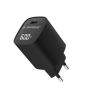 Gembird TA-UC-1C-PD60LCD-01-BK , 60W USB Type-C fast charger, LCD