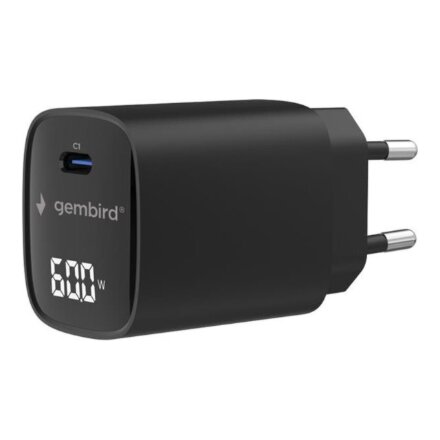 Gembird 60W USB Type-C fast charger, LCD , TA-UC-1C-PD60LCD-01-BK