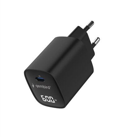 Gembird 60W USB Type-C fast charger, LCD , TA-UC-1C-PD60LCD-01-BK