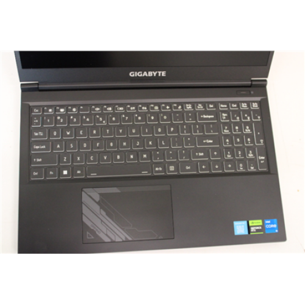 SALE OUT. Gigabyte KF G5 Black 15.6 FHD Matt Intel Core i5 i5-12500H 16 GB DDR4-3200 SSD 512 GB Intel Iris Xe Graphics NVIDIA GeForce RTX 4060 GDDR6 8 GB Windows 11 Home 802.11ax Bluetooth version 5.2 Keyboard language English Keyboard backlit Warranty 24