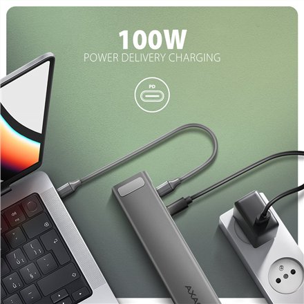 AXAGON USB-C 5Gbps LONGER 9in1 hub , HMC-10HLS