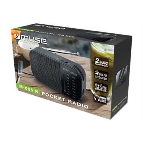 Muse , M-025 R , Portable radio , Black