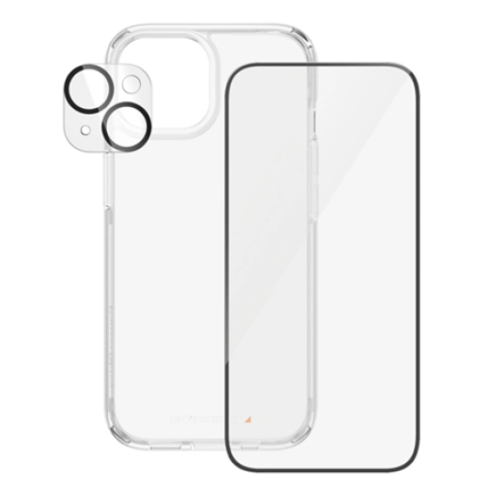 PanzerGlass Panzerglass 3-in-1 Pack iPhone iPhone 15 Clear Wireless charging compatible. Scratch and shock resistant PicturePerfect Camera Lens Protector, a wireless charging compatible HardCase and an Ultra-Wide Fit Screen Protector