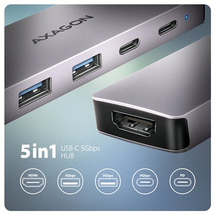 AXAGON USB-C 5Gbps 5in1 Hub , HMC-5H60
