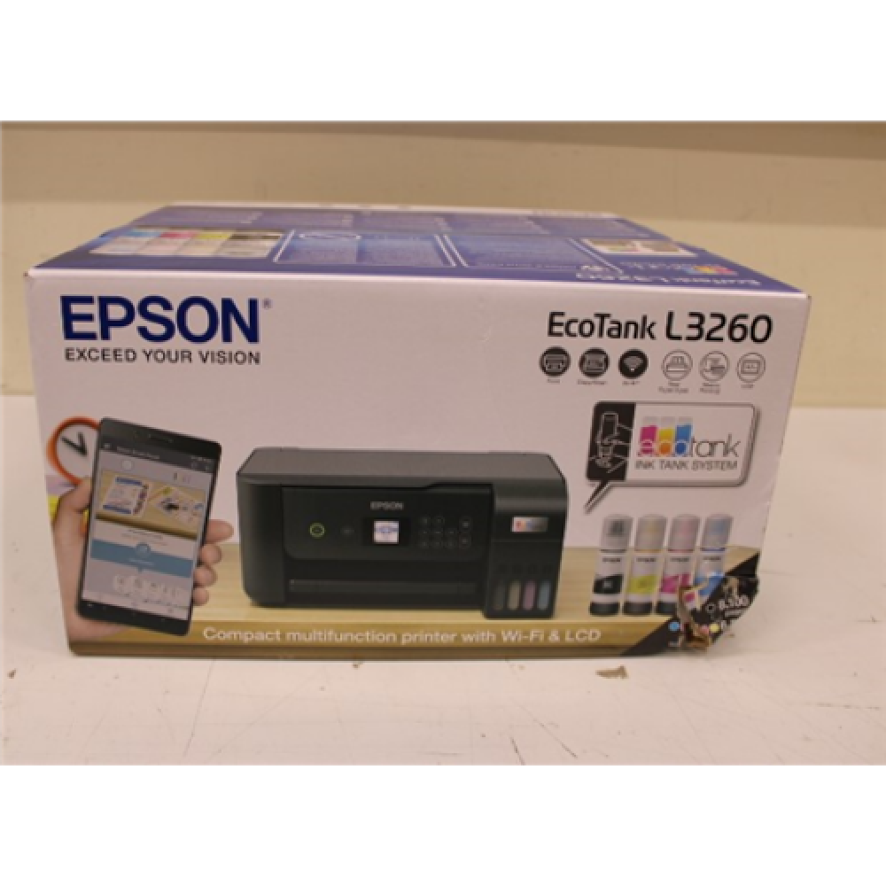 SALE OUT. Multifunctional printer , EcoTank L3260 , Inkjet , Colour , 3-in-1 , Wi-Fi , Black , DAMAGED PACKAGING Multifunctional printer , EcoTank L3260 , Inkjet , Colour , 3-in-1 , Wi-Fi , Black , DAMAGED PACKAGING