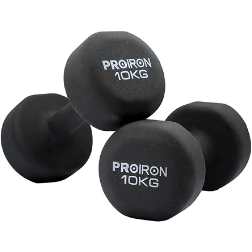 PROIRON PRKNED10K Dumbbell Weight Set, 2 pcs, 10 kg, Black, Neoprene